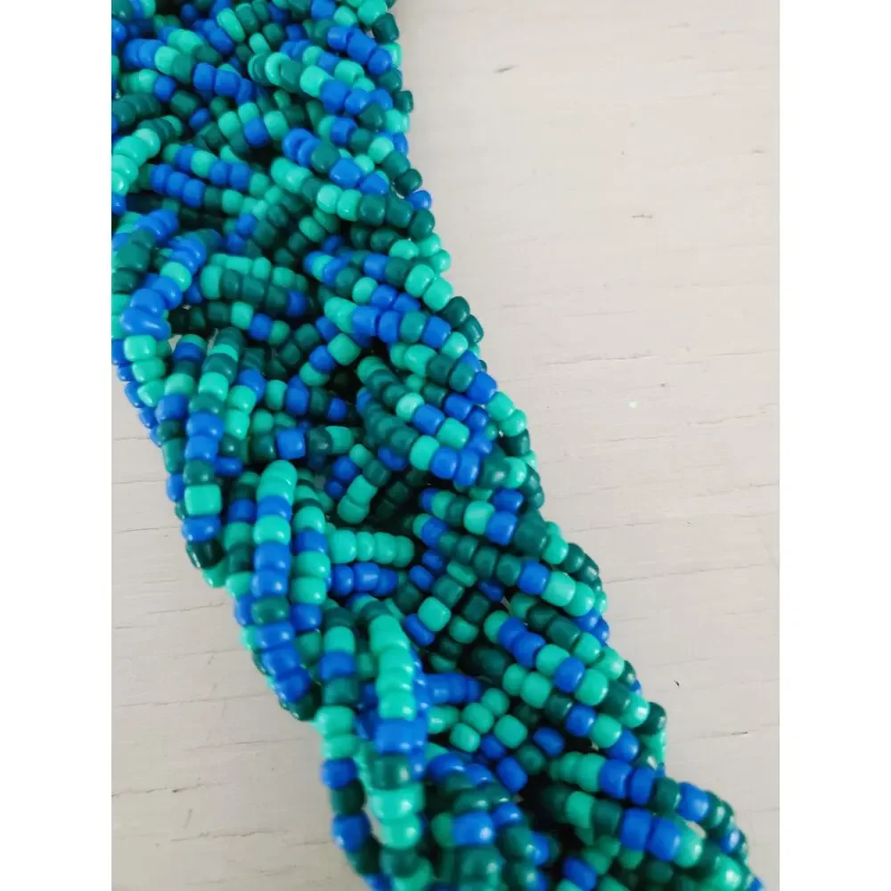 Vintage Teal Beaded Chunky Necklace